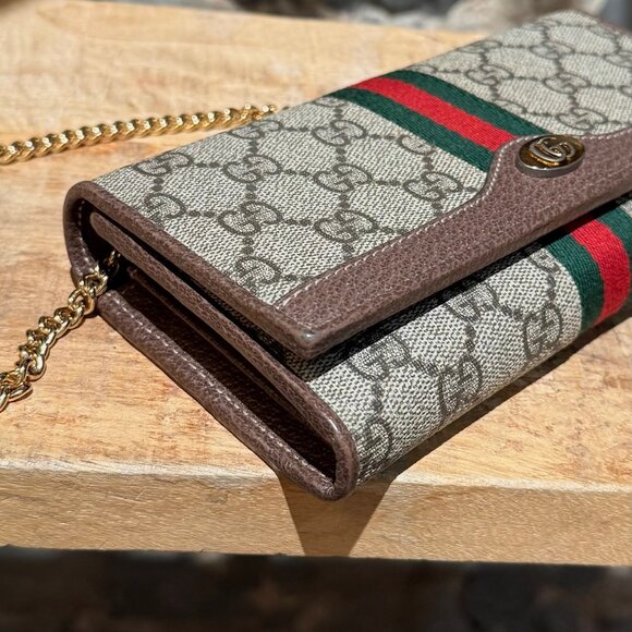 Gucci Brown Supreme GG Ophidia Wallet On Chain - Picture 8 of 16
